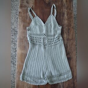 NWOT POL Crotchet Sage Women's Romper Sz Small